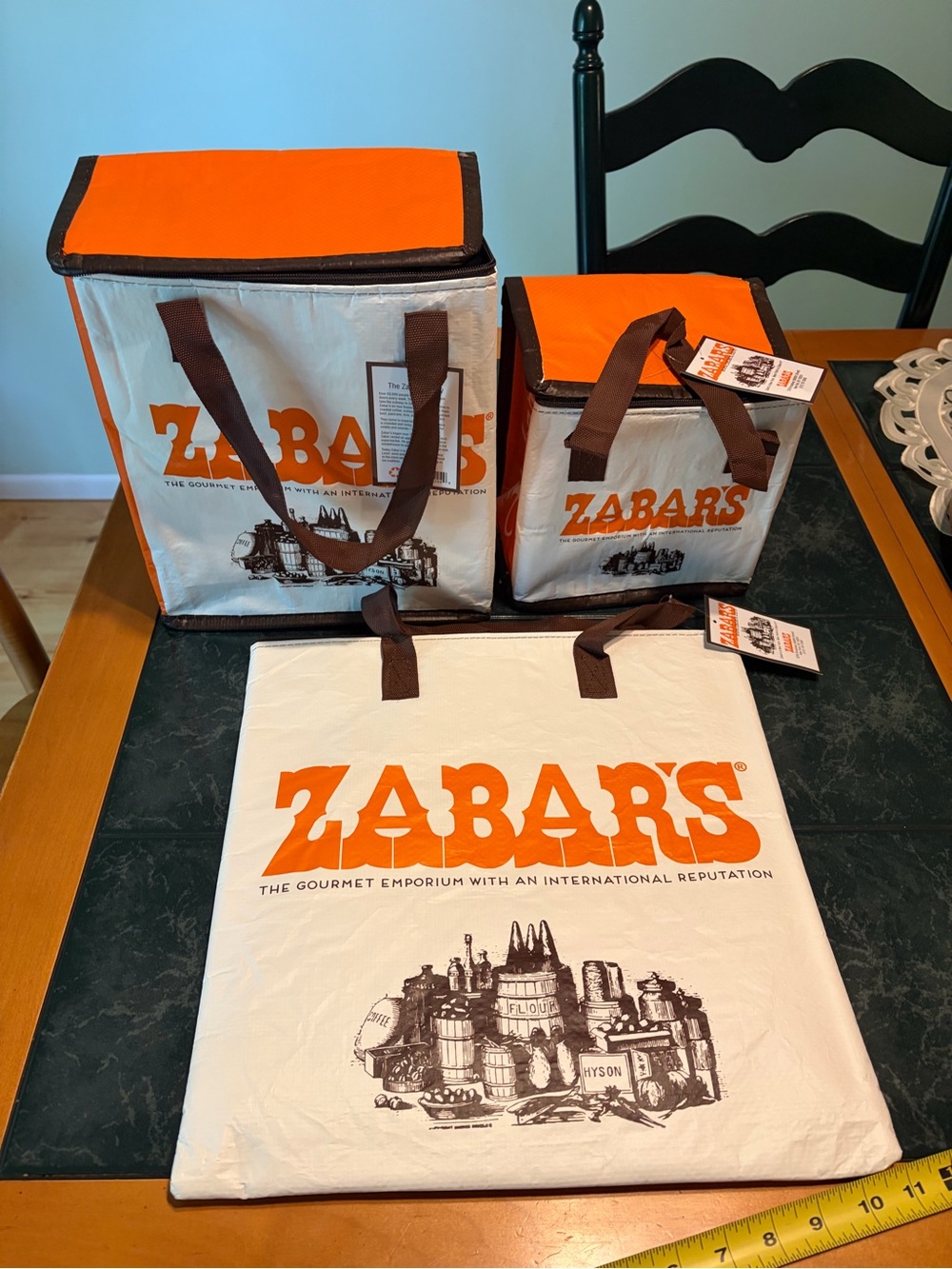 Zabar's Insulated Tote and Cooler Set in Orange and White
